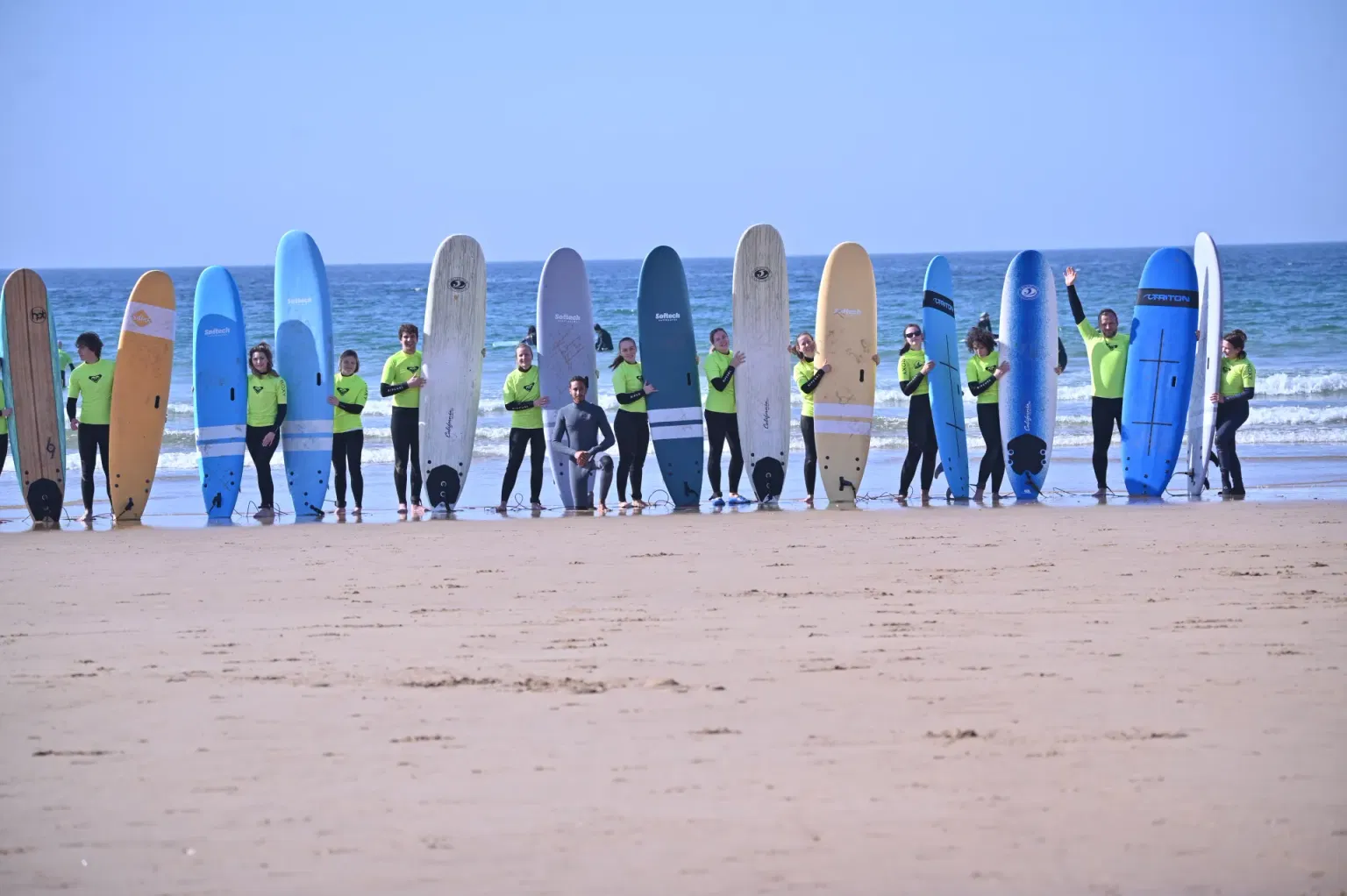 Surf lessons on the beach in Taghazout, Morocco