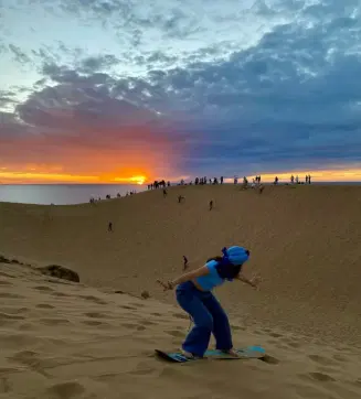 Sandboarding on the dunes
