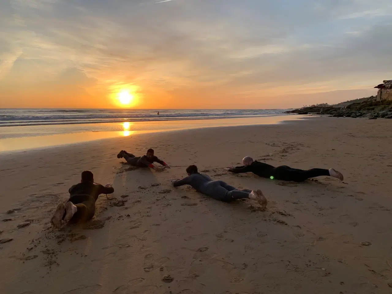 Surfer at sunset on the Taghazout coast
