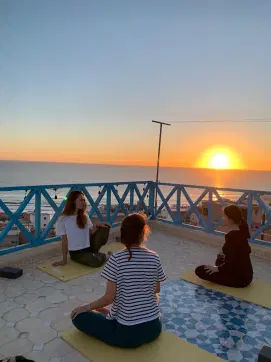 Yoga session at the camp